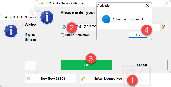 activate vovsoft network alarmer